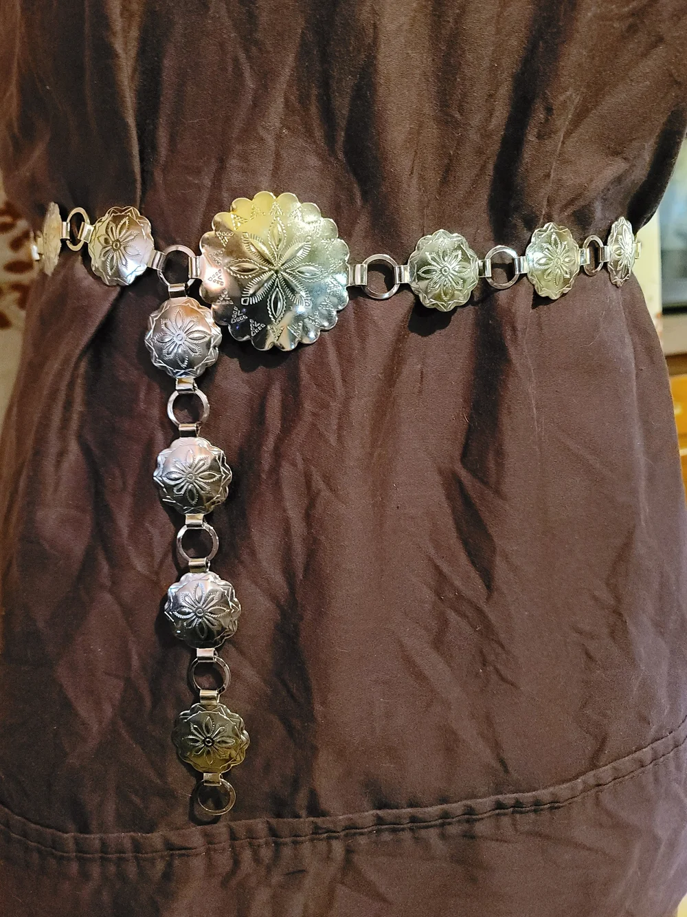 Silver Floral Concho Waist Belt